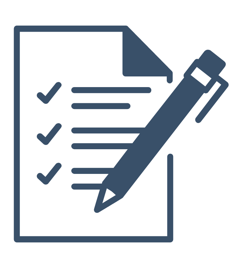 paper with checkmarks and pen icon