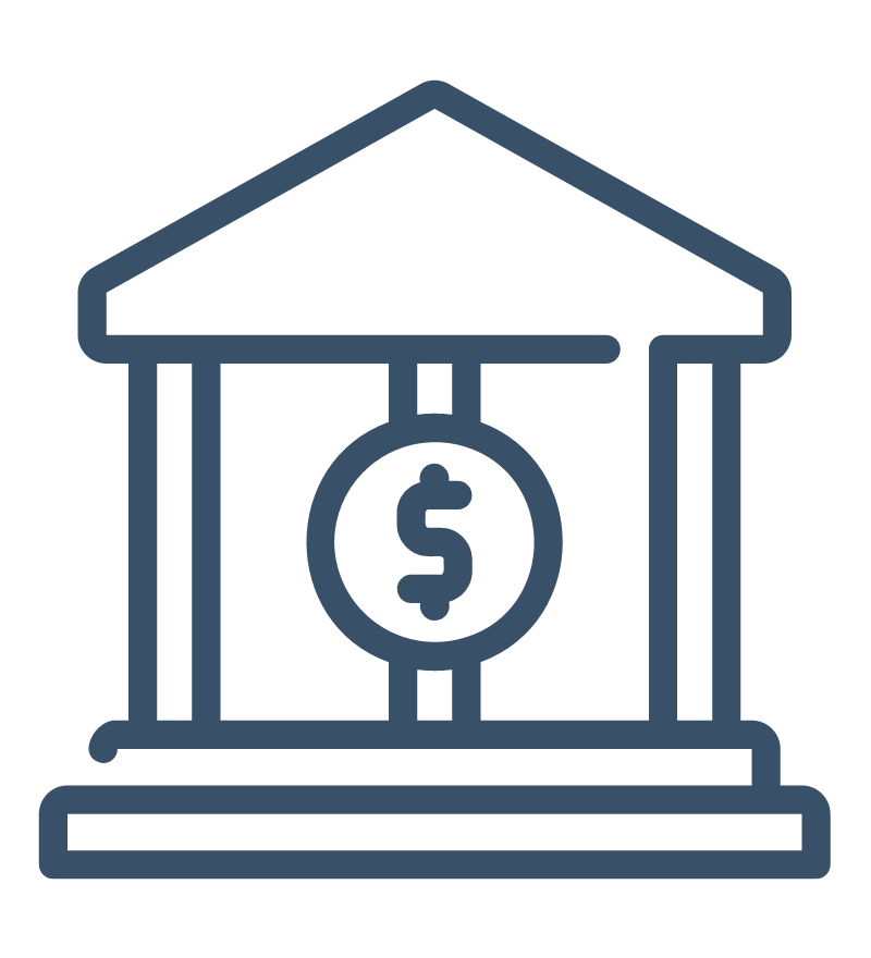 Bank with money symbol icon