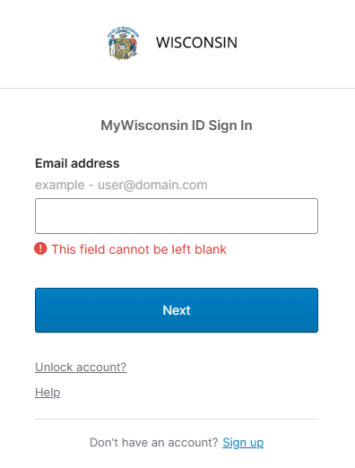 My Wisconsin ID Sign In Screen