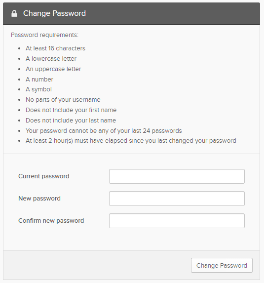 My Wisconsin ID Change Password Screen
