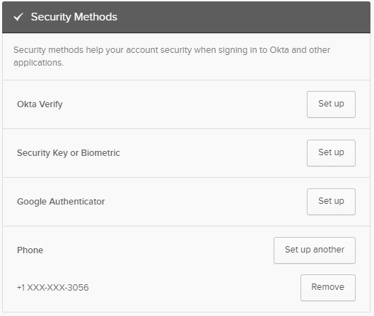 My Wisconsin ID Security Methods configure Screen