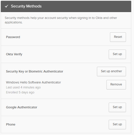 My Wisconsin ID Security Methods configure Screen