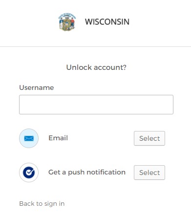 My Wisconsin ID Unlock account Screen