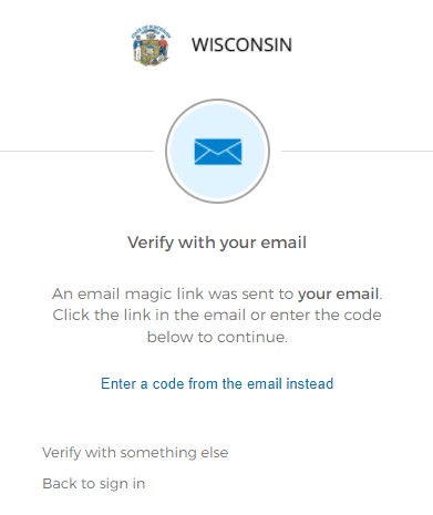 My Wisconsin ID Verify with your email Screen