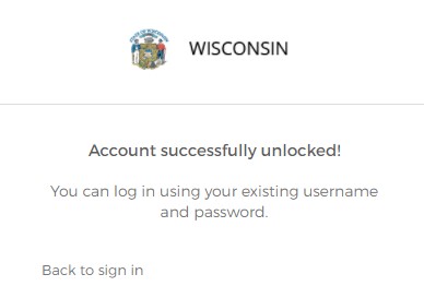 My Wisconsin ID account successfully unlocked Screen
