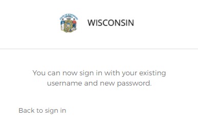 My Wisconsin ID password change confirmation Screen