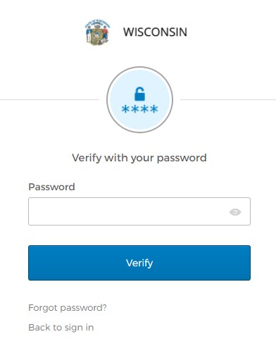 My Wisconsin ID Verify Password Screen