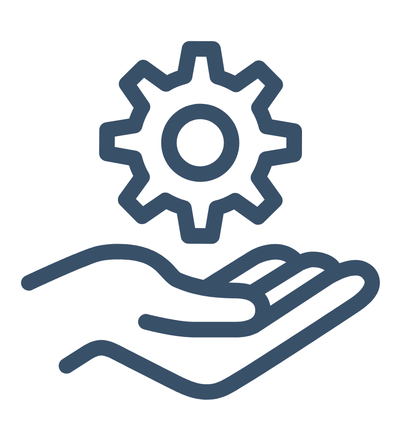 hand holding a gear icon