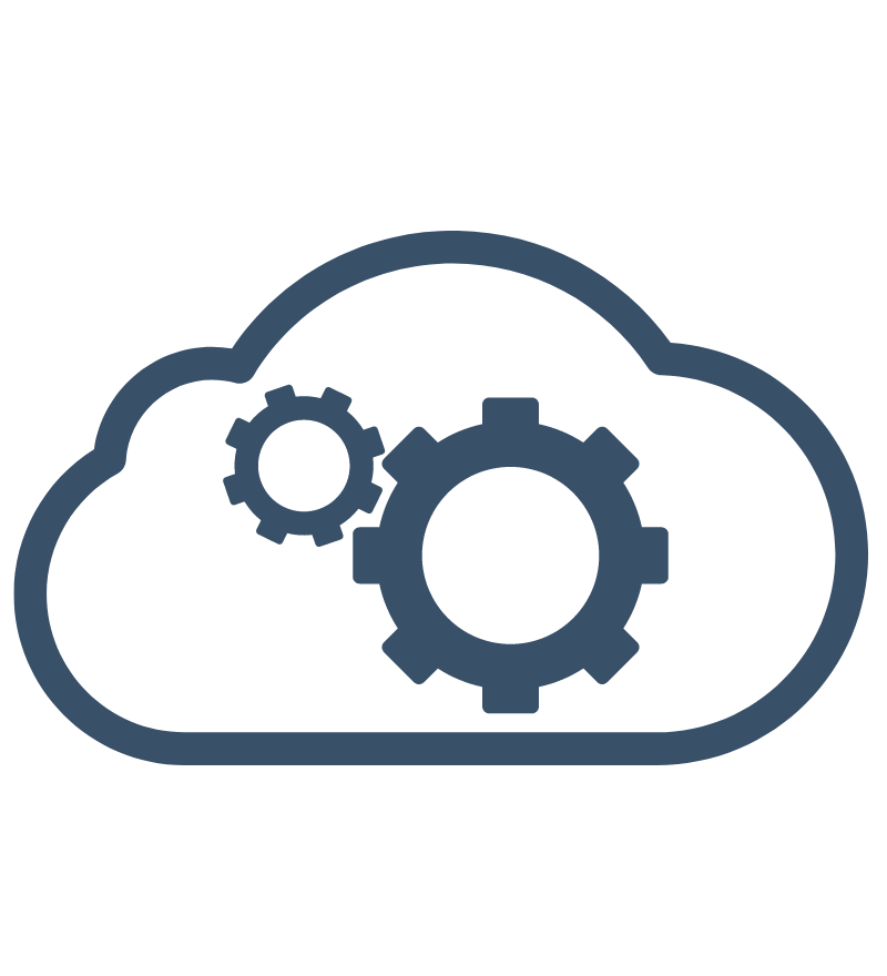 cloud icon with two gears inside 