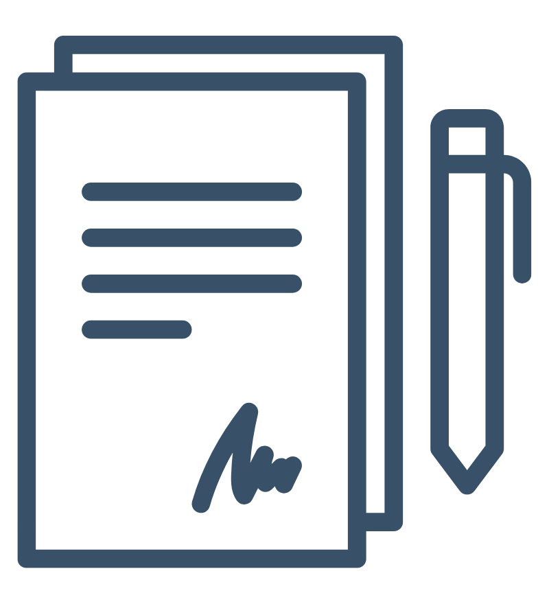 documents with a signature and pen icon