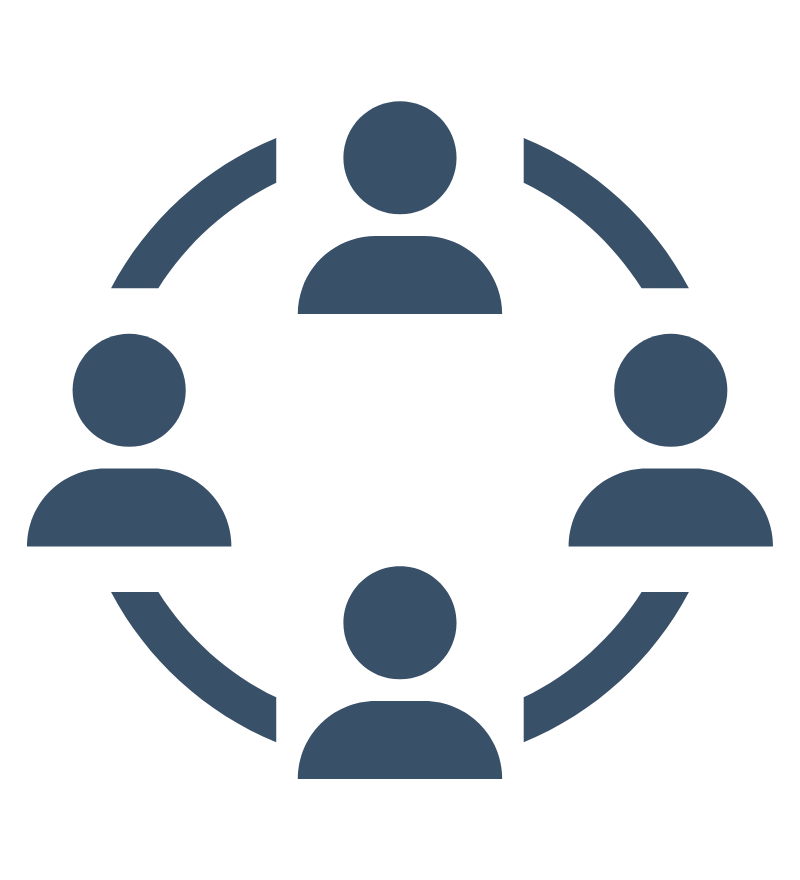 connected circle with four people icon