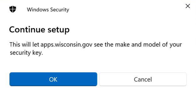 MyWI ID confirm the details of the registration request for this security key Continue Set up Screen